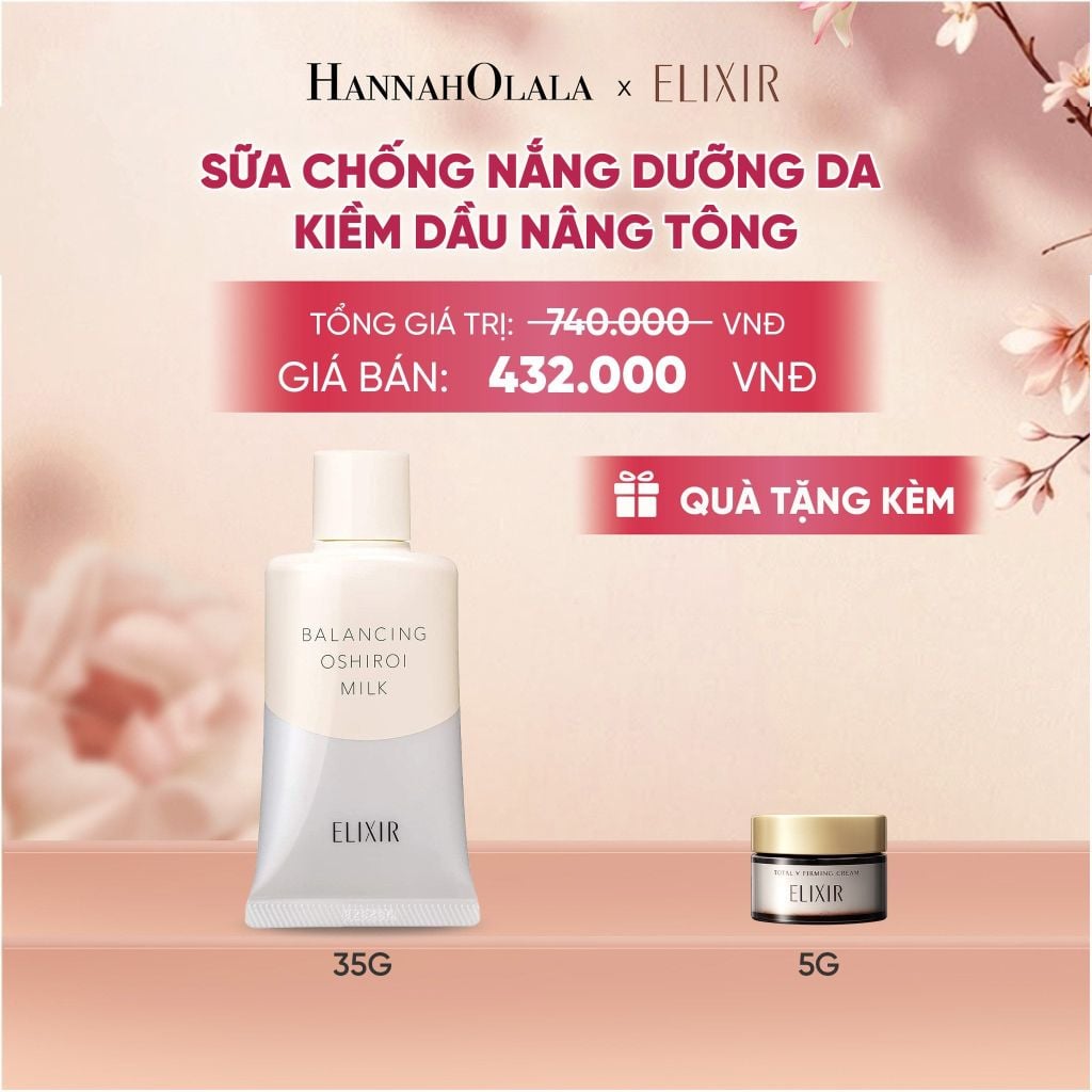  SỮA CHỐNG NẮNG DƯỠNG DA NÂNG TÔNG KIỀM DẦU ELIXIR REFLET BALANCING OSHIROI MILK C 35G - DEAL 26 - A1712 