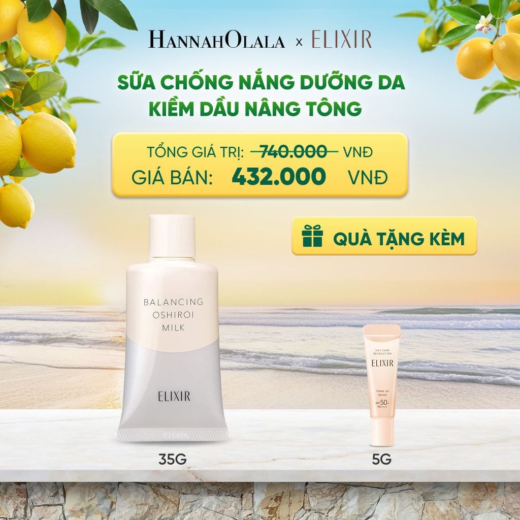  SỮA CHỐNG NẮNG DƯỠNG DA NÂNG TÔNG KIỀM DẦU ELIXIR REFLET BALANCING OSHIROI MILK C 35G - DEAL 26 