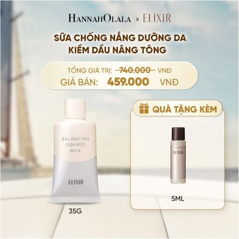  SỮA CHỐNG NẮNG DƯỠNG DA NÂNG TÔNG KIỀM DẦU ELIXIR REFLET BALANCING OSHIROI MILK C 35G - DEAL 26 