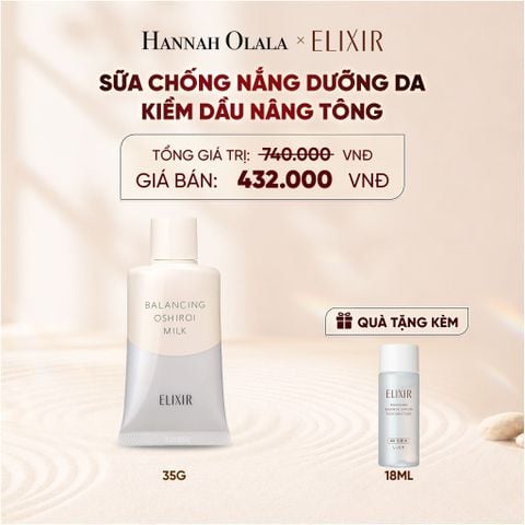 SỮA CHỐNG NẮNG DƯỠNG DA NÂNG TÔNG KIỀM DẦU ELIXIR REFLET BALANCING OSHIROI MILK C 35G - DEAL 26 