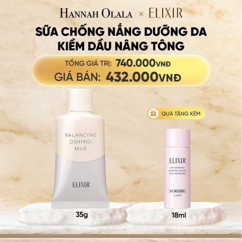  SỮA CHỐNG NẮNG DƯỠNG DA NÂNG TÔNG KIỀM DẦU ELIXIR REFLET BALANCING OSHIROI MILK C 35G - DEAL 27 