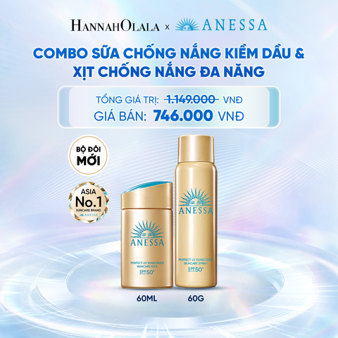 COMBO SỮA CHỐNG NẮNG KIỀM DẦU & XỊT CHỐNG NẮNG TOÀN THÂN ĐA NĂNG TIỆN DỤNG ANESSA GOLD MILK 60ML + GOLD SPRAY 60G - DEAL 27 - C25 