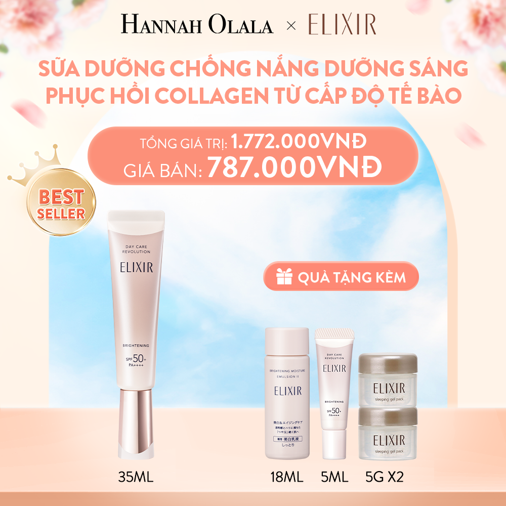  A273_DEAL 6: [THẾ HỆ MỚI] SỮA CHỐNG NẮNG DƯỠNG SÁNG PHỤC HỒI COLLAGEN TỪ CẤP ĐỘ TẾ BÀO ELIXIR DAY CARE REVOLUTION SPF50+ 35ML 
