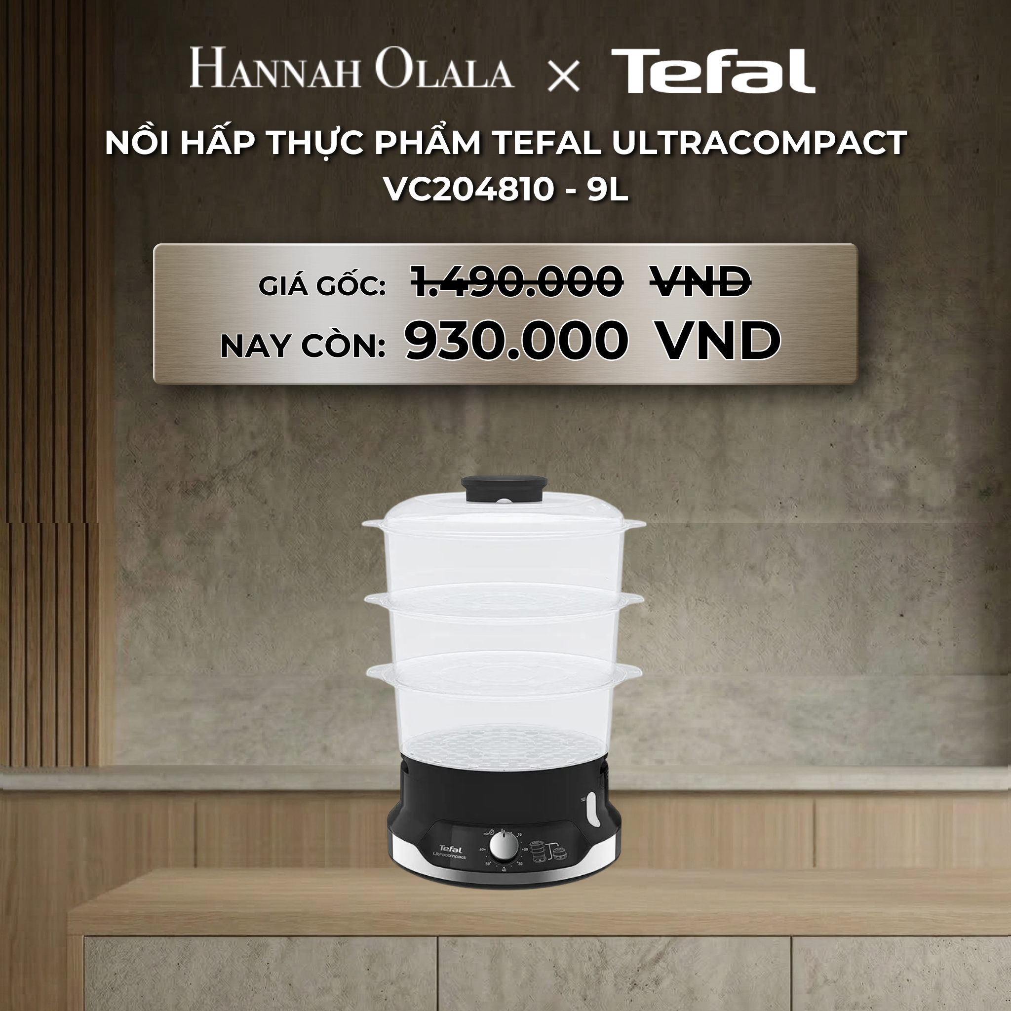 Nồi Hấp Thực Phẩm Tefal Ultracompact VC204810 9L