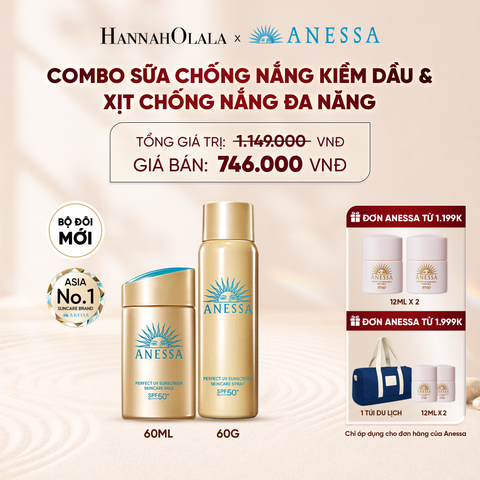  COMBO SỮA CHỐNG NẮNG KIỀM DẦU & XỊT CHỐNG NẮNG TOÀN THÂN ĐA NĂNG TIỆN DỤNG ANESSA GOLD MILK 60ML + GOLD SPRAY 60G - DEAL 27 