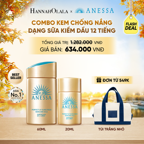  [FLASHSALE] COMBO SỮA CHỐNG NẮNG DƯỠNG DA KIỀM DẦU BẢO VỆ HOÀN HẢO ANESSA GOLD MILK SPF50+ PA++++ 60ML + 20ML - DEAL27 - E85 