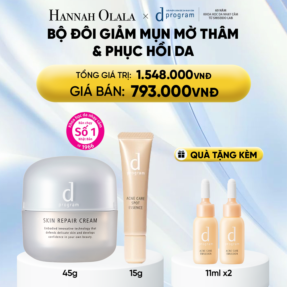  [MỚI] COMBO ESSENCE GIẢM MỤN VÀ LÀM MỜ VẾT THÂM D PROGRAM ACNE CARE SPOT ESSENCE 15G VÀ KEM DƯỠNG PHỤC HỒI DA MICROBIOME SKIN REPAIR CREAM 45G - DEAL 27 
