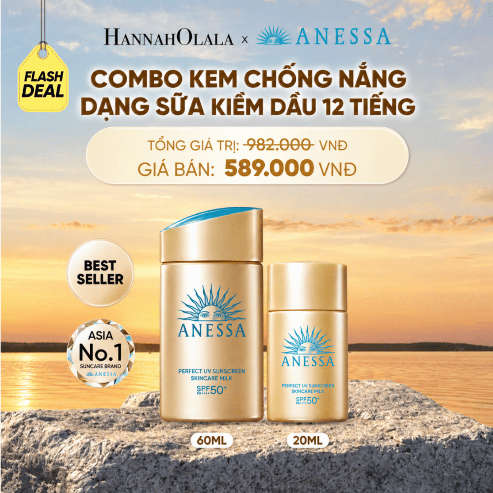  [FLASHSALE] COMBO SỮA CHỐNG NẮNG DƯỠNG DA KIỀM DẦU BẢO VỆ HOÀN HẢO ANESSA GOLD MILK SPF50+ PA++++ 60ML + 20ML - DEAL 27 - B530 