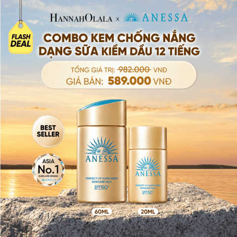  [FLASHSALE] COMBO SỮA CHỐNG NẮNG DƯỠNG DA KIỀM DẦU BẢO VỆ HOÀN HẢO ANESSA GOLD MILK SPF50+ PA++++ 60ML + 20ML - DEAL 27 - B530 
