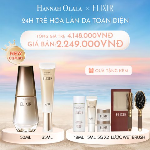  C396_DEAL 4: COMBO SERUM KÍCH HOẠT TRẺ HÓA LÀN DA ELIXIR THE SERUM 50ML & SỮA CHỐNG NẮNG PHỤC HỒI COLLAGEN TỪ CẤP ĐỘ TẾ BÀO ELIXIR DAY CARE REVOLUTION SPF50+ 35ML 