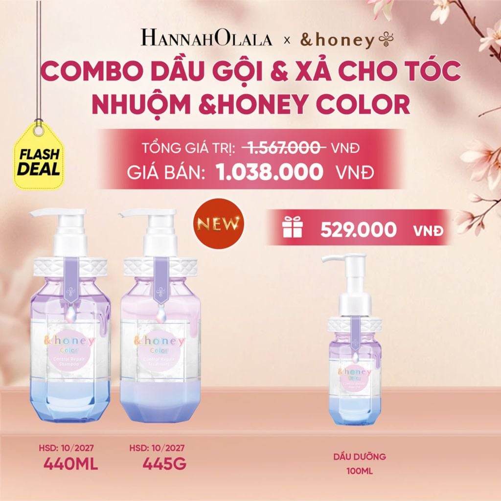 [NEW] FD COMBO DẦU GỘI VÀ XẢ BẢO VỆ TÓC NHUỘM CHUYÊN DỤNG CHO TÓC NHUỘM &HONEY COLOR - A359 