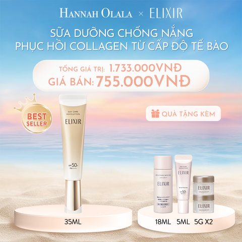  C397_DEAL 5: [THẾ HỆ MỚI] SỮA CHỐNG NẮNG PHỤC HỒI COLLAGEN TỪ CẤP ĐỘ TẾ BÀO ELIXIR DAY CARE REVOLUTION SPF50+ 35ML 