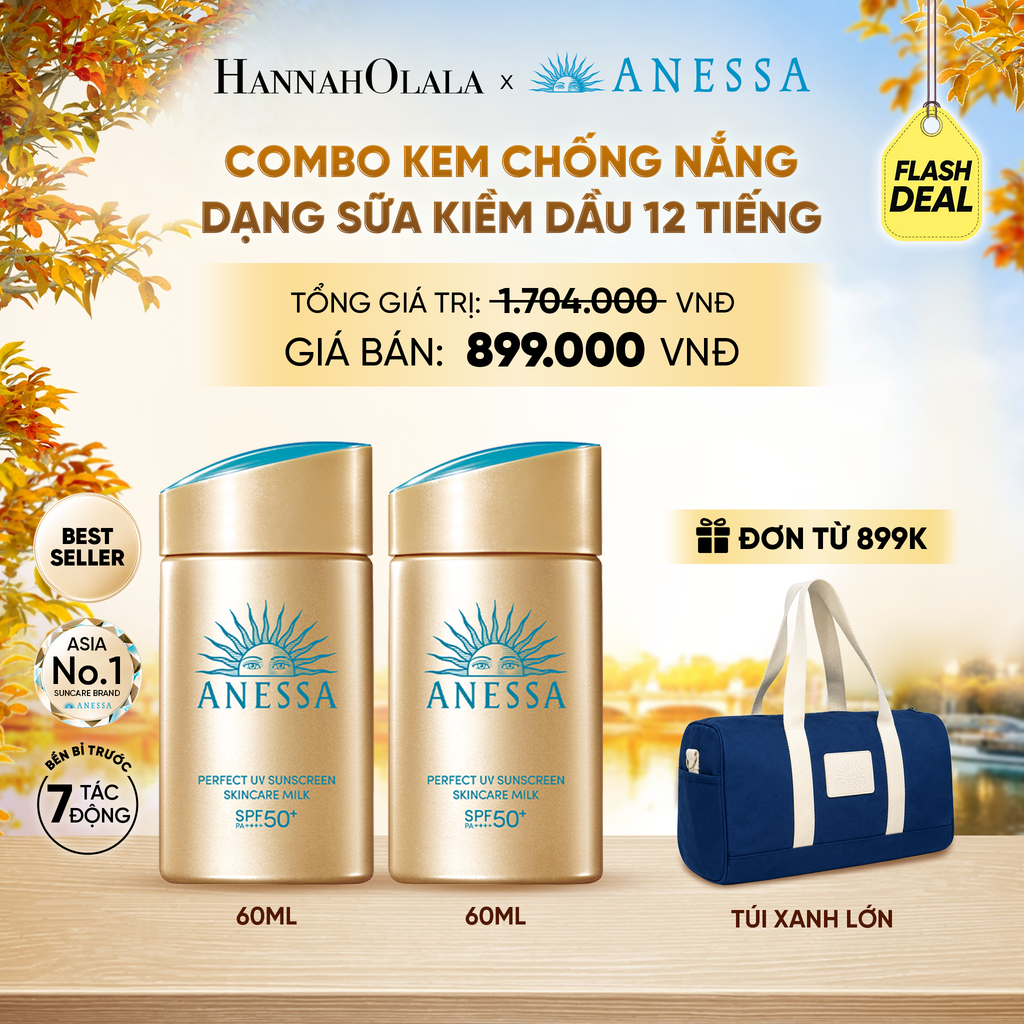  [FLASHSALE] COMBO SỮA CHỐNG NẮNG DƯỠNG DA KIỀM DẦU BẢO VỆ HOÀN HẢO ANESSA GOLD MILK SPF50+ PA++++ 60MLX2 - DEAL28 - E86 