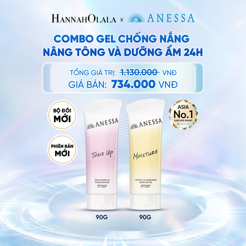  [PHIÊN BẢN MỚI] COMBO GEL CHỐNG NẮNG DƯỠNG SÁNG NÂNG TÔNG & CÂN BẰNG ĐỘ ẨM 24H SPF50+ PA++++ ANESSA TONE UP UV GEL 90G + MOISTURE UV GEL 90G - DEAL 28 - C26 
