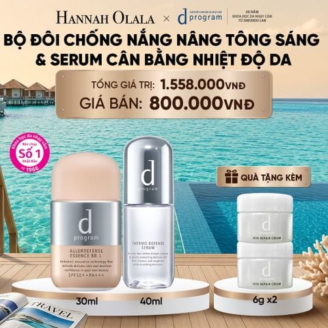  COMBO SERUM CÂN BẰNG NHIỆT ĐỘ DA D PROGRAM THERMO SERUM 40ML + KEM CHỐNG NẮNG TRANG ĐIỂM DẠNG TINH CHẤT DÀNH CHO DA NHẠY CẢM DPROGRAM ALLERDEFENSE ESSENCE BB TÔNG SÁNG 30ML, SPF50, PA+++ - DEAL 28_ D1911 