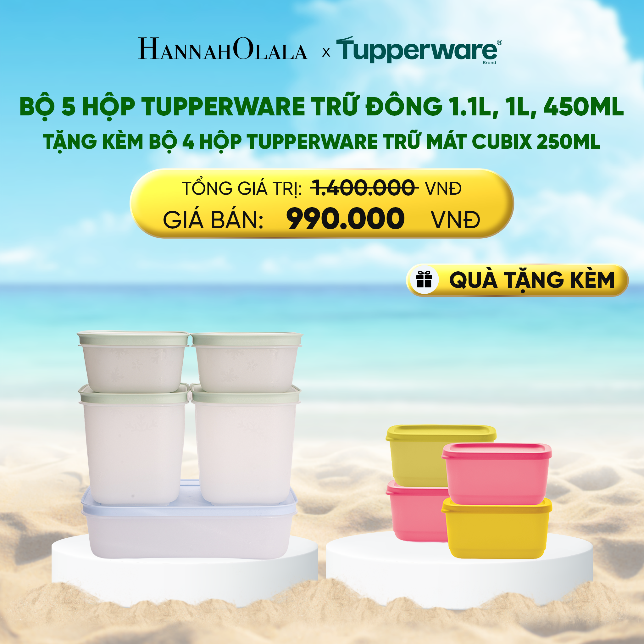 Bộ Hộp Tupperware Trữ Đông 1.1L 1L 450ml