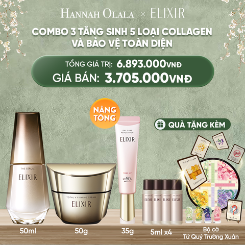  D2007_DEAL 30: COMBO SERUM KÍCH HOẠT TRẺ HÓA LÀN DA THE SERUM AA 50ML & KEM DƯỠNG CẢI THIỆN CHẢY XỆ NGĂN NGỪA LÃO HÓA ELIXIR TOTAL V FIRMING CREAM 50G & SỮA CHỐNG NẮNG NÂNG TÔNG ELIXIR DAY CARE REVOLUTION TONE UP 35ML 