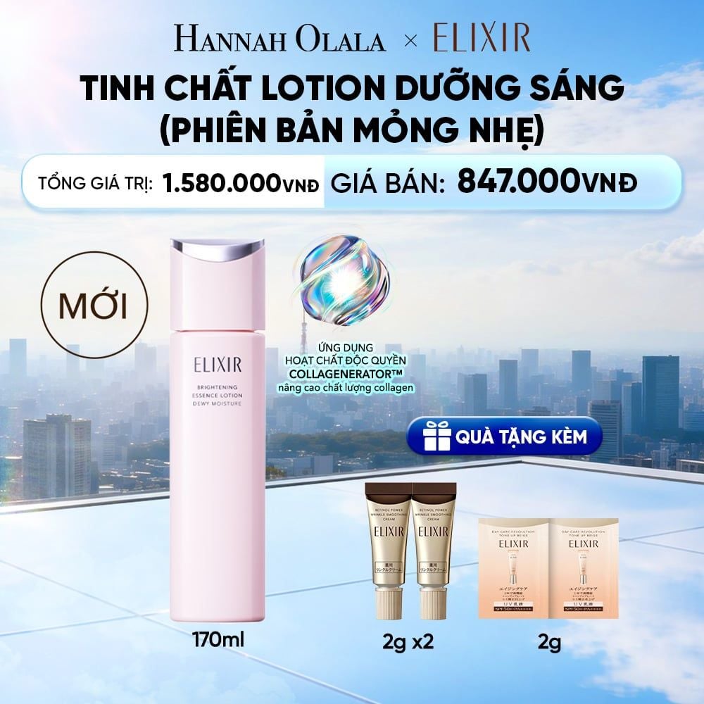 [MỚI] TINH CHẤT LOTION COLLAGENERATOR DƯỠNG SÁNG DA & NGĂN NGỪA LÃO HÓA MỚI ELIXIR BRIGHTENING LOTION DEWY 170ML (PHIÊN BẢN MỎNG NHẸ) - DEAL 29 