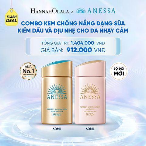  COMBO SỮA CHỐNG NẮNG DƯỠNG DA KIỀM DẦU & DỊU NHẸ AN TOÀN CHO DA NHẠY CẢM ANESSA GOLD MILK 60ML + MILD MILK 60ML - DEAL 29 - C27 