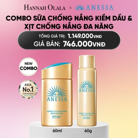 COMBO SỮA CHỐNG NẮNG KIỀM DẦU & XỊT CHỐNG NẮNG TOÀN THÂN ĐA NĂNG TIỆN DỤNG ANESSA GOLD MILK 60ML + GOLD SPRAY 60G - DEAL 29_A2342 