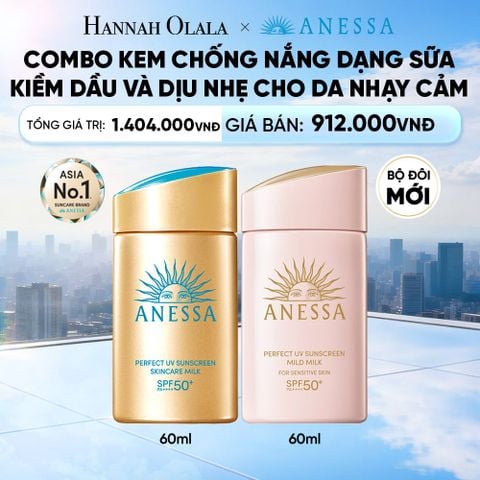  COMBO SỮA CHỐNG NẮNG DƯỠNG DA KIỀM DẦU & DỊU NHẸ AN TOÀN CHO DA NHẠY CẢM ANESSA GOLD MILK 60ML + MILD MILK 60ML - DEAL 29 
