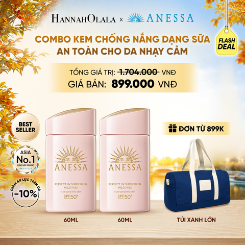  [FLASHSALE] COMBO SỮA CHỐNG NẮNG DƯỠNG DA DỊU NHẸ AN TOÀN CHO DA NHẠY CẢM VÀ TRẺ EM ANESSA MILD MILK SPF50+ PA++++ 60MLX2 - DEAL29 - E87 