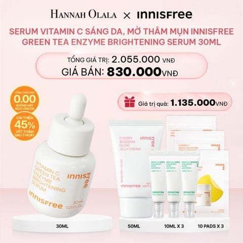  E138_DEAL 2: SERUM VITAMIN C SÁNG DA, MỜ THÂM MỤN INNISFREE GREEN TEA ENZYME BRIGHTENING SERUM 30ML 