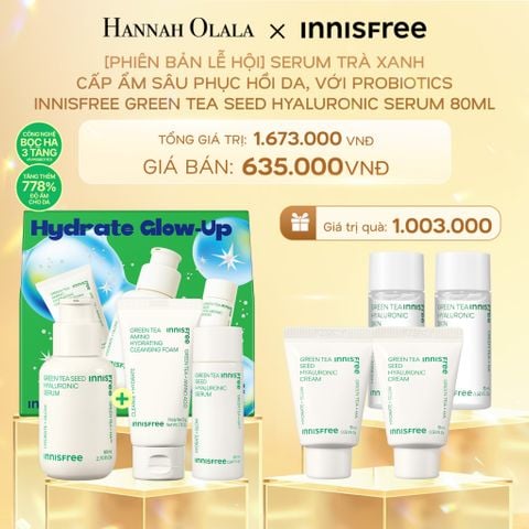  DEAL 2: [PHIÊN BẢN LỄ HỘI] SERUM TRÀ XANH CẤP ẨM SÂU PHỤC HỒI DA, VỚI PROBIOTICS INNISFREE GREEN TEA SEED HYALURONIC SERUM 80ML 