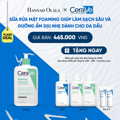  FD SỮA RỬA MẶT FOAMING GIÚP LÀM SẠCH SÂU VÀ DƯỠNG ẨM DỊU NHẸ DÀNH CHO DA DẦU - CERAVE FOAMING FACIAL CLEANSER 473ML - B32 