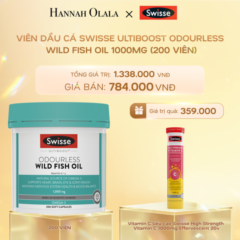  DEAL 2: VIÊN DẦU CÁ SWISSE ULTIBOOST ODOURLESS WILD FISH OIL 1000MG (200 VIÊN) 