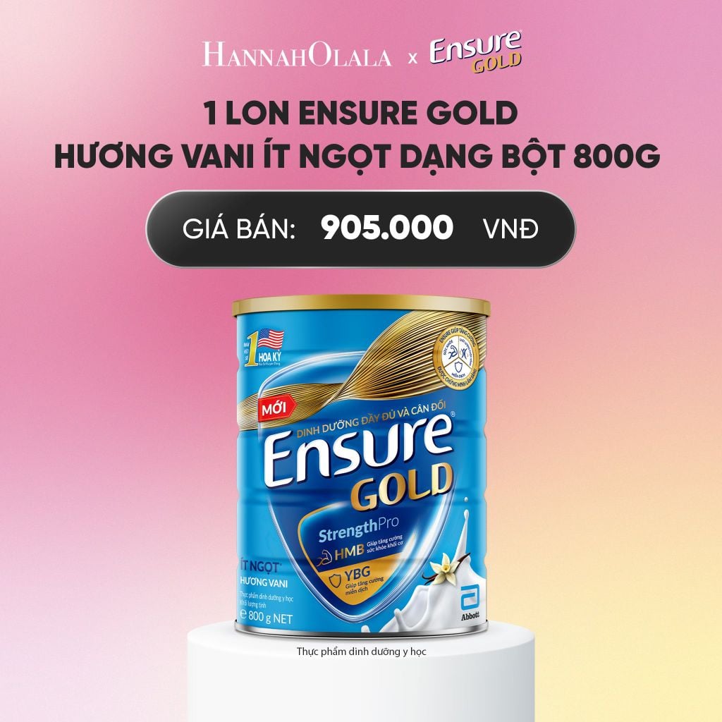  1 LON ENSURE GOLD HƯƠNG VANI ÍT NGỌT DẠNG BỘT 800G DEAL : _A1620 