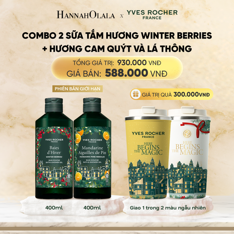 DEAL 2: COMBO 2 SỮA TẮM HƯƠNG WINTER BERRIES & HƯƠNG CAM QUÝT VÀ LÁ THÔNG 400ML TẶNG LY GIỮ NHIỆT PHIÊN BẢN LỄ HỘI 