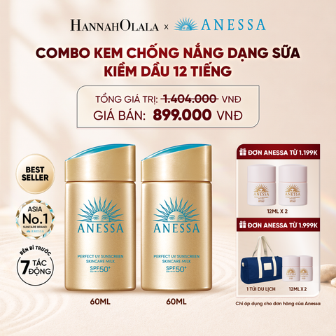  COMBO SỮA CHỐNG NẮNG DƯỠNG DA KIỀM DẦU BẢO VỆ HOÀN HẢO ANESSA GOLD MILK SPF50+ PA++++ 60MLX2 - DEAL 2 