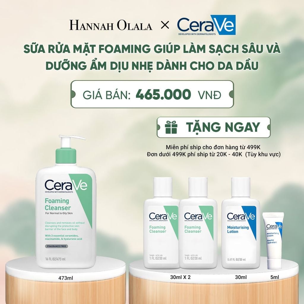  SỮA RỬA MẶT FOAMING GIÚP LÀM SẠCH SÂU VÀ DƯỠNG ẨM DỊU NHẸ DÀNH CHO DA DẦU - CERAVE FOAMING FACIAL CLEANSER 473ML - A1116 