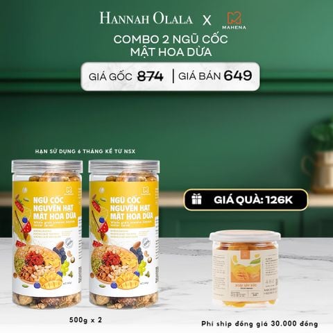  DEAL 2: MUA 2 NGŨ CỐC NGUYÊN HẠT MẬT HOA DỪA 500G TẶNG 1 HỘP XOÀI SẤY DẺO 250G 