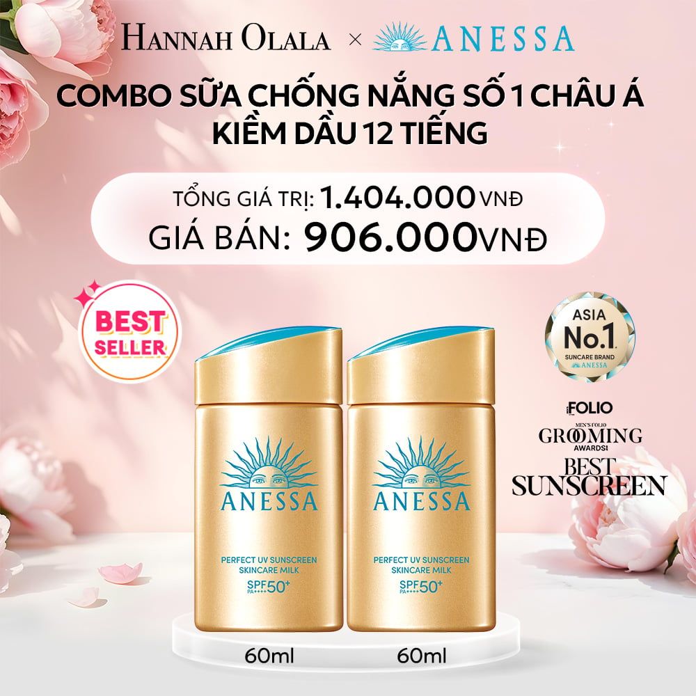 E355: DEAL 2: (1.10 - 4.10) COMBO SỮA CHỐNG NẮNG DƯỠNG DA KIỀM DẦU BẢO VỆ HOÀN HẢO ANESSA GOLD MILK SPF50+ PA++++ 60MLX2 