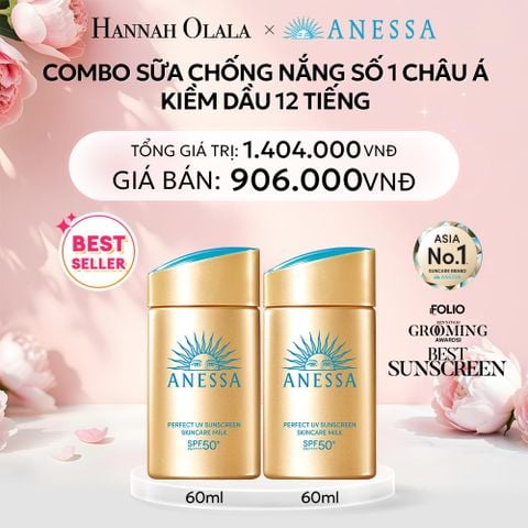  E355: DEAL 2: (1.10 - 4.10) COMBO SỮA CHỐNG NẮNG DƯỠNG DA KIỀM DẦU BẢO VỆ HOÀN HẢO ANESSA GOLD MILK SPF50+ PA++++ 60MLX2 