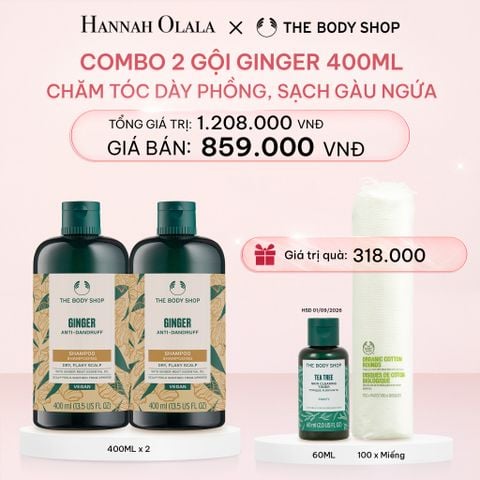  E381_DEAL 2: COMBO CHĂM TÓC DÀY PHỒNG, GIẢM GÃY RỤNG, SẠCH GÀU NGỨA GINGER 400ML - 2X DẦU GỘI 