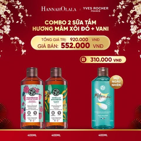  DEAL 3: COMBO 2 SỮA TẮM HƯƠNG MÂM XÔI ĐỎ + VANI TẶNG SỮA TẮM 400ML MÙI NGẪU NHIÊN 