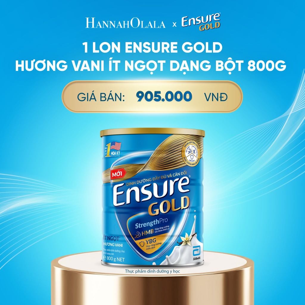  DEAL2: 1 LON ENSURE GOLD HƯƠNG VANI ÍT NGỌT DẠNG BỘT 800G 