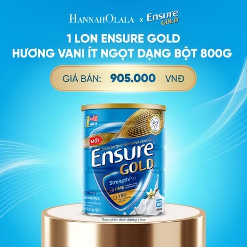  DEAL2: 1 LON ENSURE GOLD HƯƠNG VANI ÍT NGỌT DẠNG BỘT 800G 