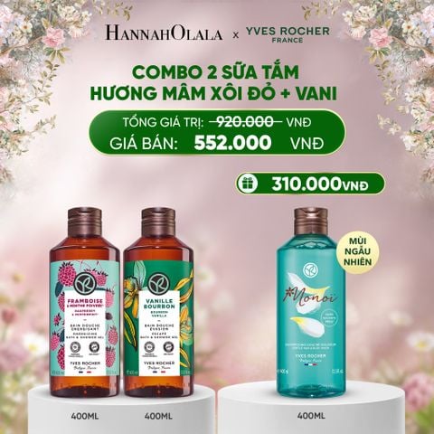  DEAL 2: COMBO 2 SỮA TẮM HƯƠNG MÂM XÔI ĐỎ + VANI TẶNG SỮA TẮM 400ML MÙI NGẪU NHIÊN 