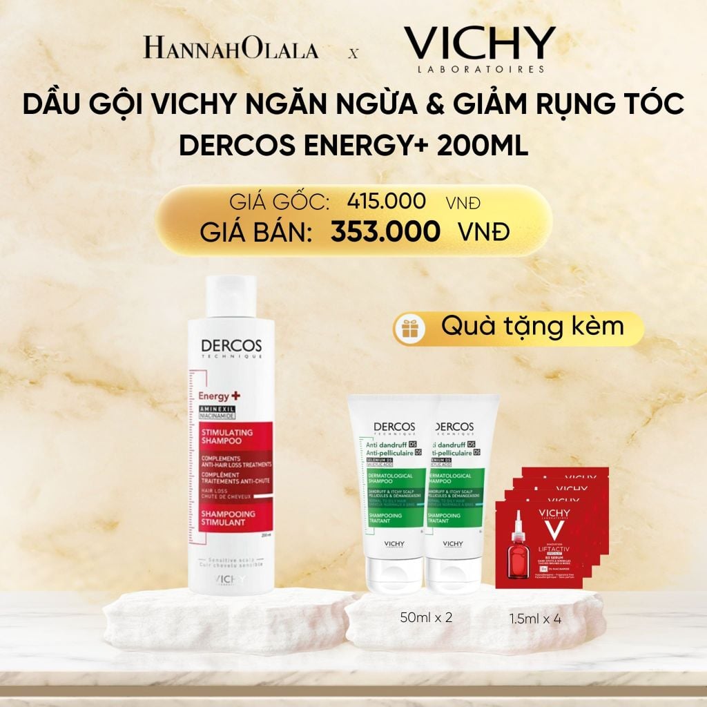  DEAL 2 DẦU GỘI VICHY NGĂN NGỪA & GIẢM RỤNG TÓC DERCOS ENERGY+ 200ML 