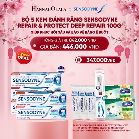  A755_DEAL 2: [FLASH DEAL] BỘ 5 KEM ĐÁNH RĂNG SENSODYNE REPAIR & PROTECT DEEP REPAIR 100G GIÚP PHỤC HỒI SÂU VÀ BẢO VỆ RĂNG Ê BUỐT 
