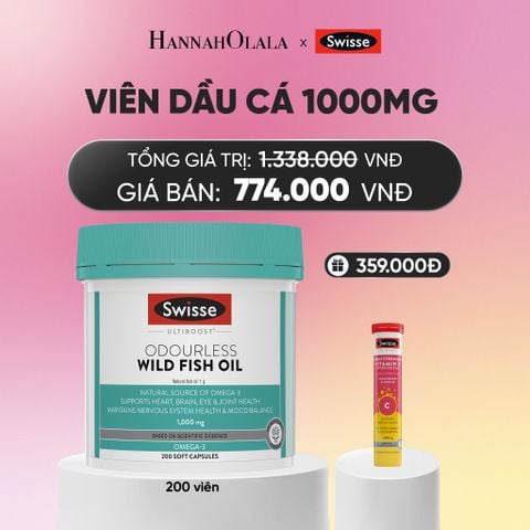  VIÊN DẦU CÁ SWISSE ULTIBOOST ODOURLESS WILD FISH OIL 1000MG (200 VIÊN)_A401 