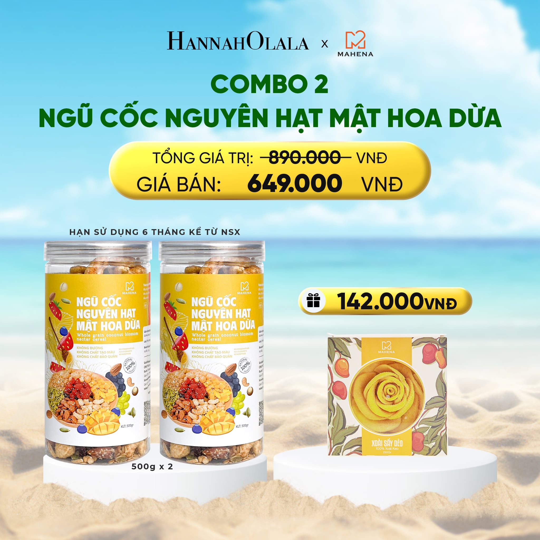 Ngũ Cốc Nguyên Hạt Mật Hoa Dừa 500g