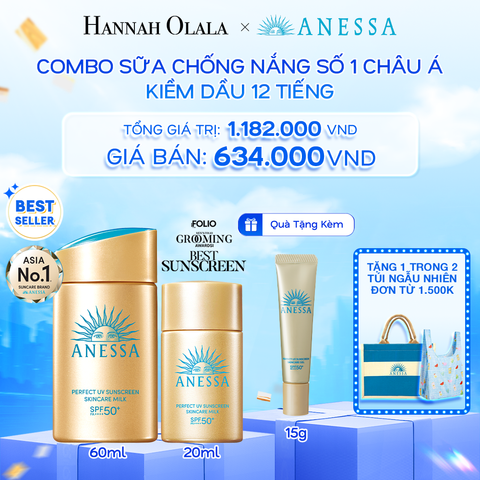  A12: DEAL 2: COMBO SỮA CHỐNG NẮNG DƯỠNG DA KIỀM DẦU BẢO VỆ HOÀN HẢO ANESSA GOLD MILK SPF50+ PA++++ 60ML + 20ML 