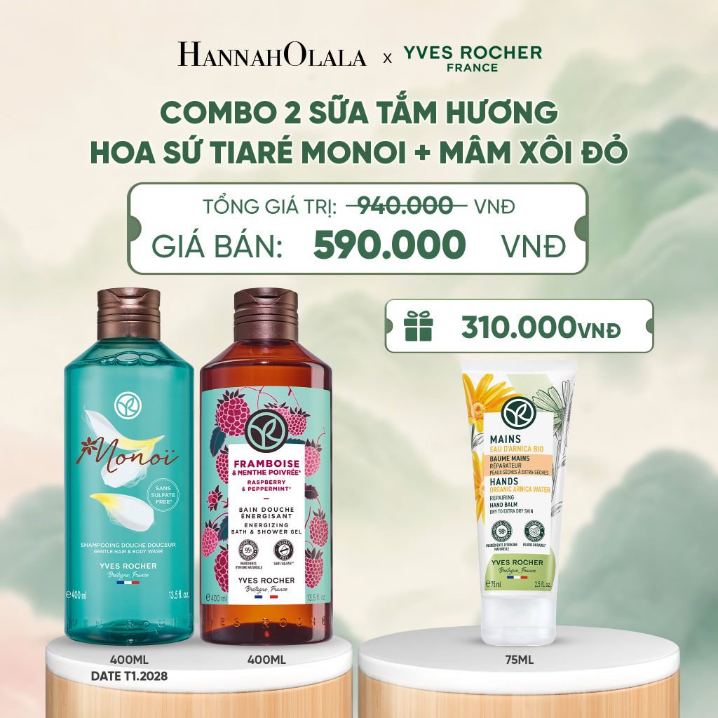  COMBO 2 SỮA TẮM HƯƠNG HOA SỨ TIARÉ MONOI [DATE T1.2028] + MÂM XÔI ĐỎ - A517 