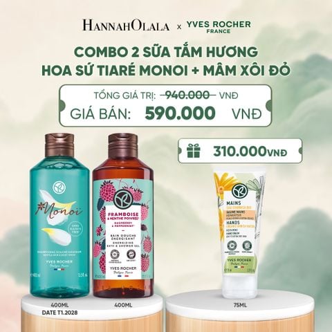  COMBO 2 SỮA TẮM HƯƠNG HOA SỨ TIARÉ MONOI [DATE T1.2028] + MÂM XÔI ĐỎ - A517 