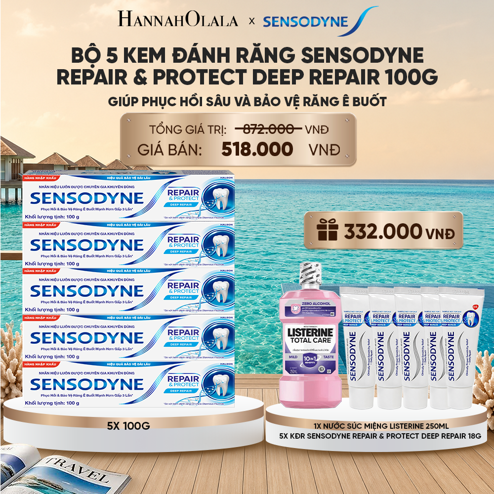  BỘ 5 KEM ĐÁNH RĂNG SENSODYNE REPAIR & PROTECT DEEP REPAIR 100G GIÚP PHỤC HỒI SÂU VÀ BẢO VỆ RĂNG Ê BUỐT_ D480 